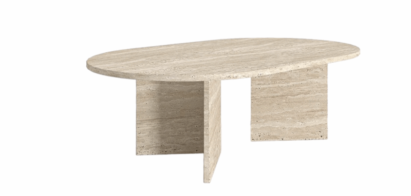 HAND CRAFTED OVAL TRAVERTINE COFFEE TABLE Sale price
